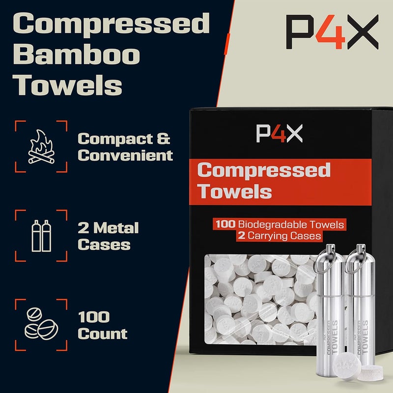 PREPARED4X Compressed Towel Tablets - 100% Bamboo Camping Toilet Paper Tablets, Great for Hiking, Travel and Backpacking - Disposable Washcloths, Body Wipes, Paper Towel Coin Tissue - 100/250/500 Pack - Image 2